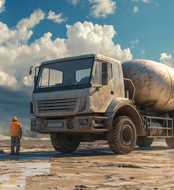construction-site-with-cement-mixer-truck-workers